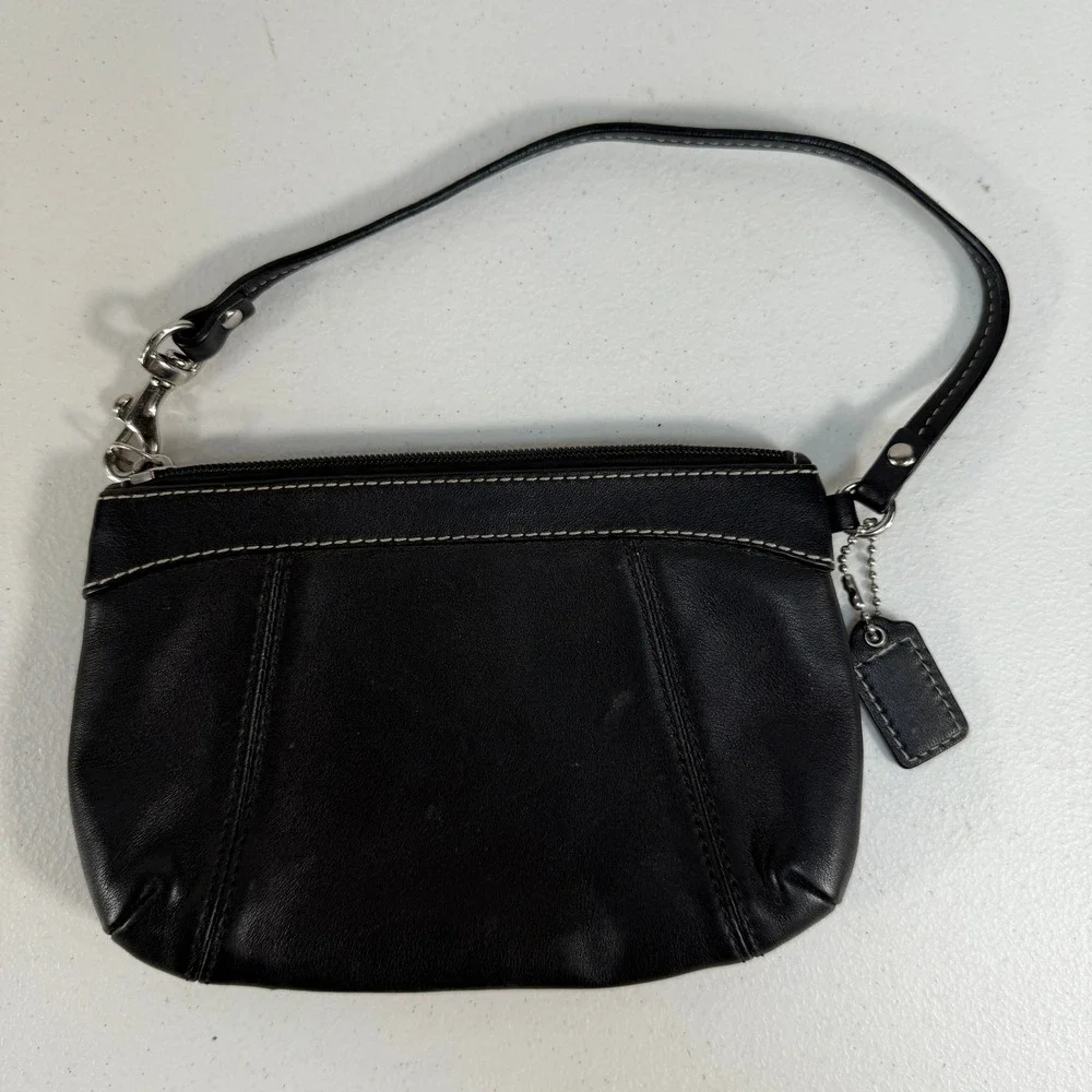 Coach Black Legacy Wristlet Wallet‎ Leather Small Pouch 48179 Designer Festival